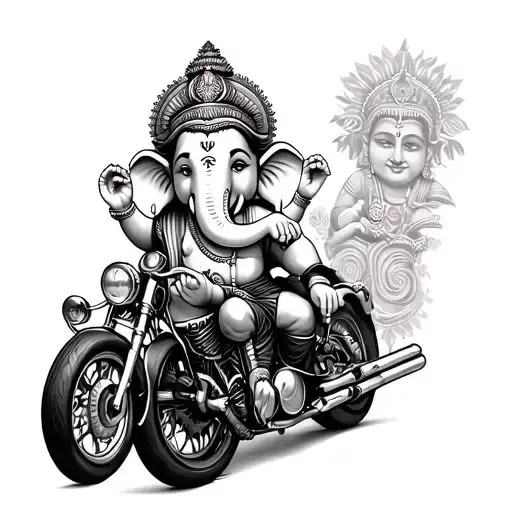 ganpati+bikers life tattoo design idea