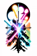 An abstract geometric design incorporating elements from all the different lightsabers in a neotraditional style tattoo design idea