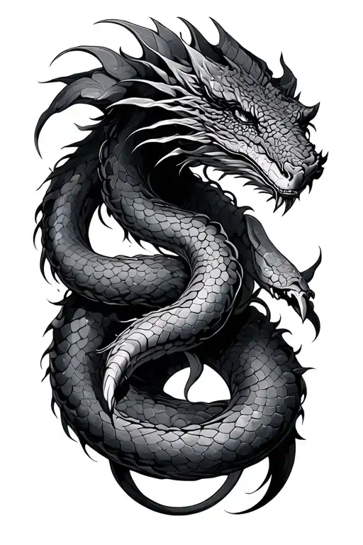 Jormungand serpent with lines tattoo design idea