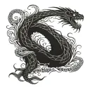 Dark fantasy Sea Serpent wrapped tattoo design idea
