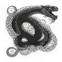 Dark fantasy Sea Serpent wrapped tattoo design idea