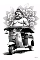 "Tuk Tuk" Happy Buda tattoo design idea