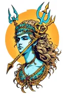 Girly poseidon trident tattoo design idea