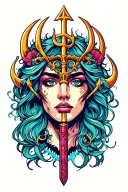 Girly poseidon trident tattoo design idea