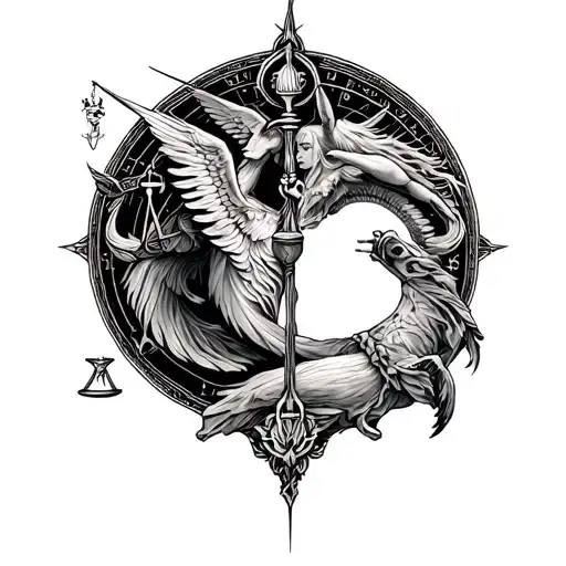 Libra And Sagittarius Combined tattoo design idea