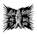 "Allah, bring me back to you" skeleton praying hands tattoo design idea