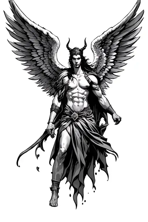 spartan angel devil wings tattoo design idea