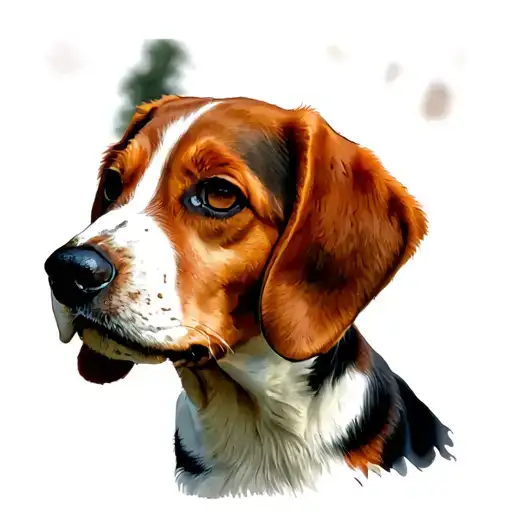 Beagle dog in red and white tattoo design idea