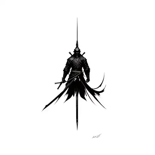all black ronin silhoutte small tattoo tattoo design idea