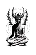 buda half meditating devil tattoo design idea