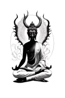 buda half meditating devil tattoo design idea