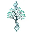 Tree with DNA strand-shaped roots symbolizing life tattoo design idea