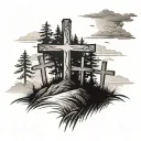 3 cross tatoo on hill  tattoo design idea