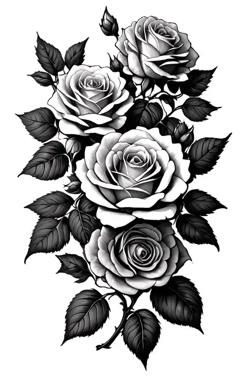 multiple roses on a vine tattoo design idea