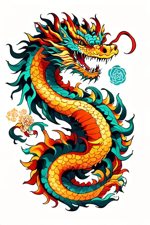tribal dragon emerging tattoo design idea