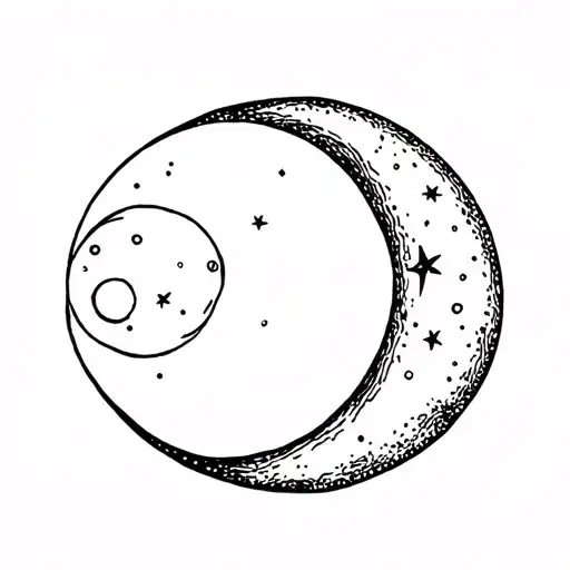 waxing gibbous moon next to waxing crescent moon tattoo design idea
