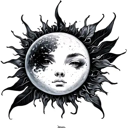 Pearl under sun rising sun tattoo design idea