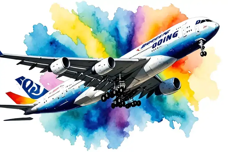 Boeing 747 plane with tail number tattoo design idea