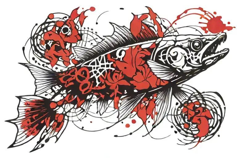 walleye skeleton tattoo design idea