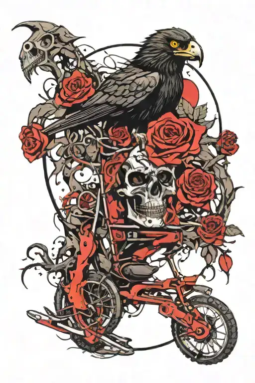tree snake eagle waterfalls eyeball wheelchair sun, moon ,whale,dragon,grimreaper skull roses acient pyramid tattoo design idea