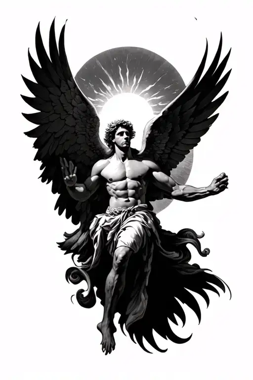 Icarus falling from the sun tattoo design idea