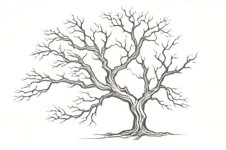 dead oak tree tattoo design idea