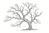 dead oak tree tattoo design idea