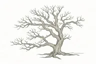 dead oak tree tattoo design idea