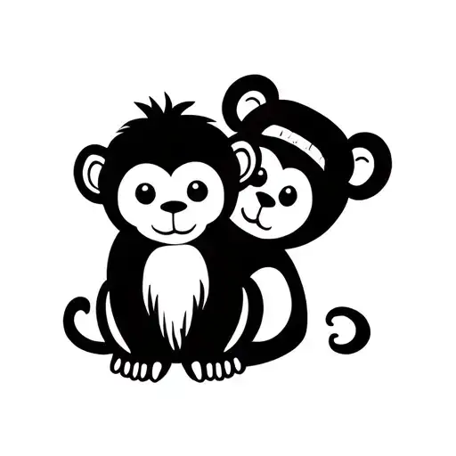 cute simple dainty monkey and bear tattoo tattoo design idea
