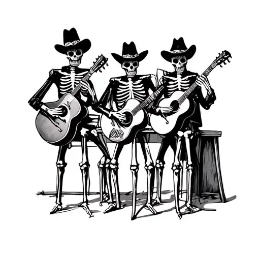 Skeleton Mariachi Band Day tattoo design idea
