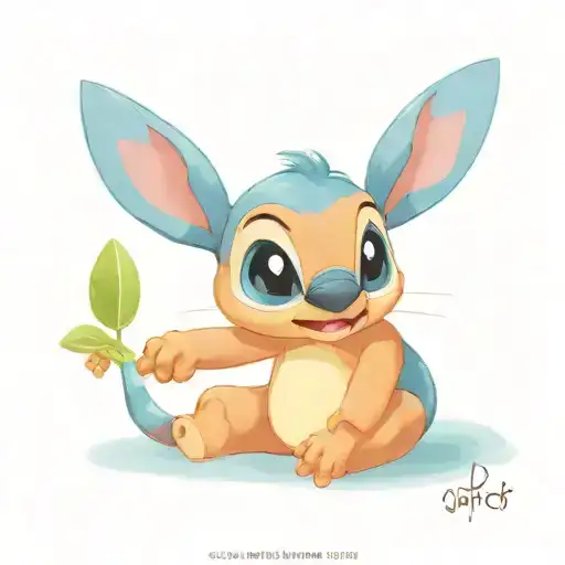generate the Stitch character from Lilo & Stitch for men, use more tones like blue tattoo design idea