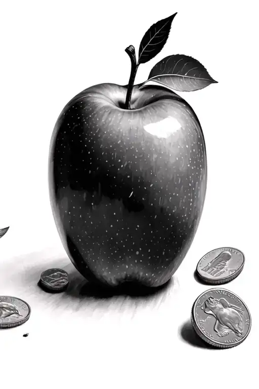 apple penny table words tattoo design idea