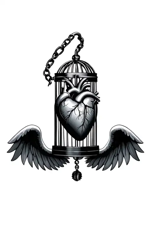 heart with wings in male chastity cage tattoo tattoo design idea