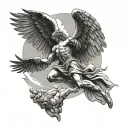 Icarus falling from the sunset tattoo design idea