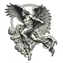 Icarus falling from the sunset tattoo design idea