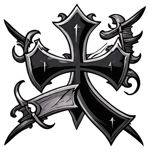 crusaders shield cross royalty tattoo design idea