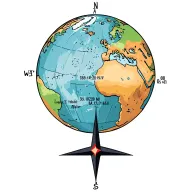 earth globe, a 3d compass star, Latitude 39.103118°N, Longitude 84.512020°W, and my birth date 08/16/1961 tattoo design idea