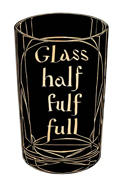 "Glass half full" "Glass half full" text tattoo design idea