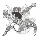 man shedding himself to a new person  tattoo design idea