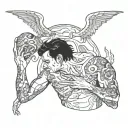 man shedding himself to a new person  tattoo design idea