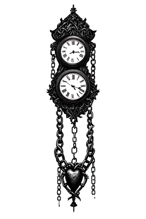 "Melanie" Clock Coeur Chains tattoo design idea