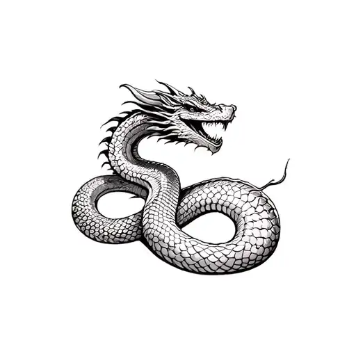 snake with dragon tattoo design idea