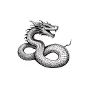 snake with dragon tattoo design idea