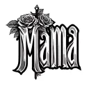 "Mama" rose and cross tattoo design idea
