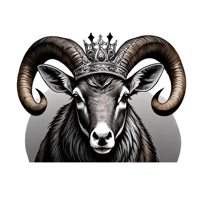 ibex with crown tattoo design idea