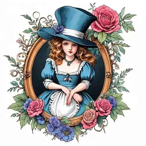 alice in wonderland dark art representation tattoo design idea