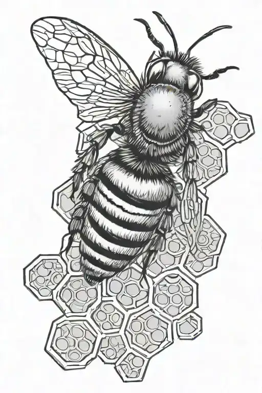 bee honeycomb pattern tattoo design idea