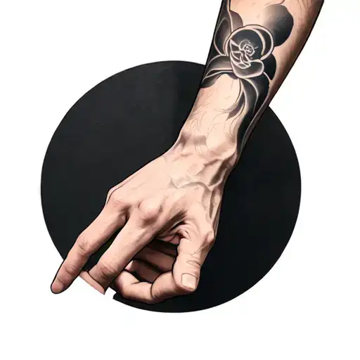 A close-up photograph of a tattoo on the inner forearm, running vertically from the elbow crease down toward the wrist.  tattoo design idea
