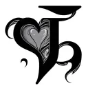 letter j with a heart tattoo design idea