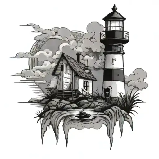lighthouse guiding tattoo design idea